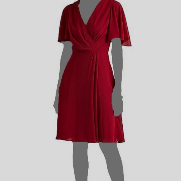 Ann Taylor Elegant Crimson Midi Dress - Picture 1 of 5